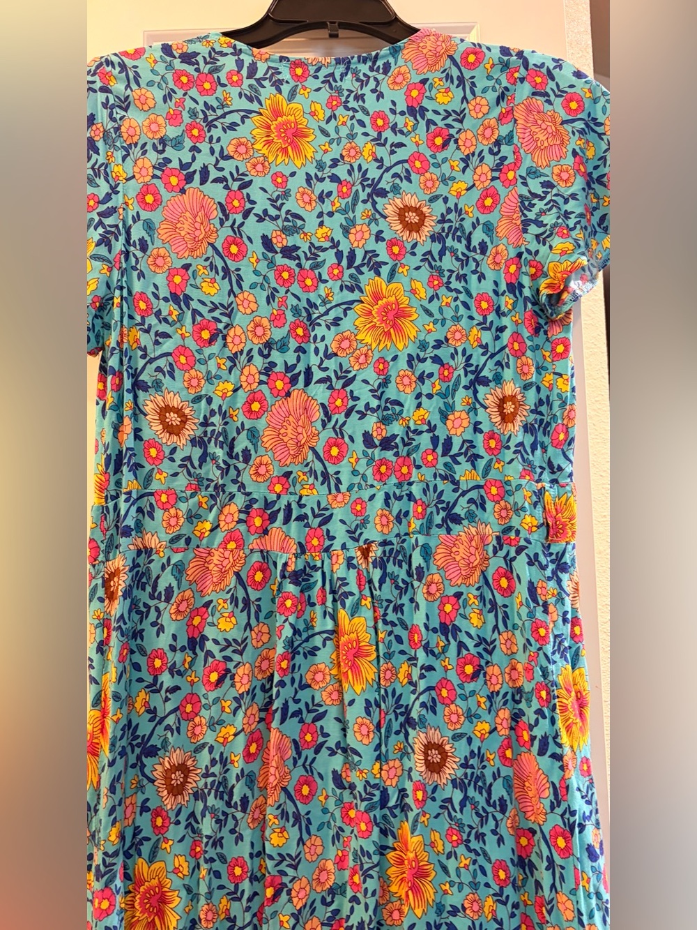 Floral Wrap Maxi Dress in Turquoise - Women's Summer Maxi - Picture 2 of 12